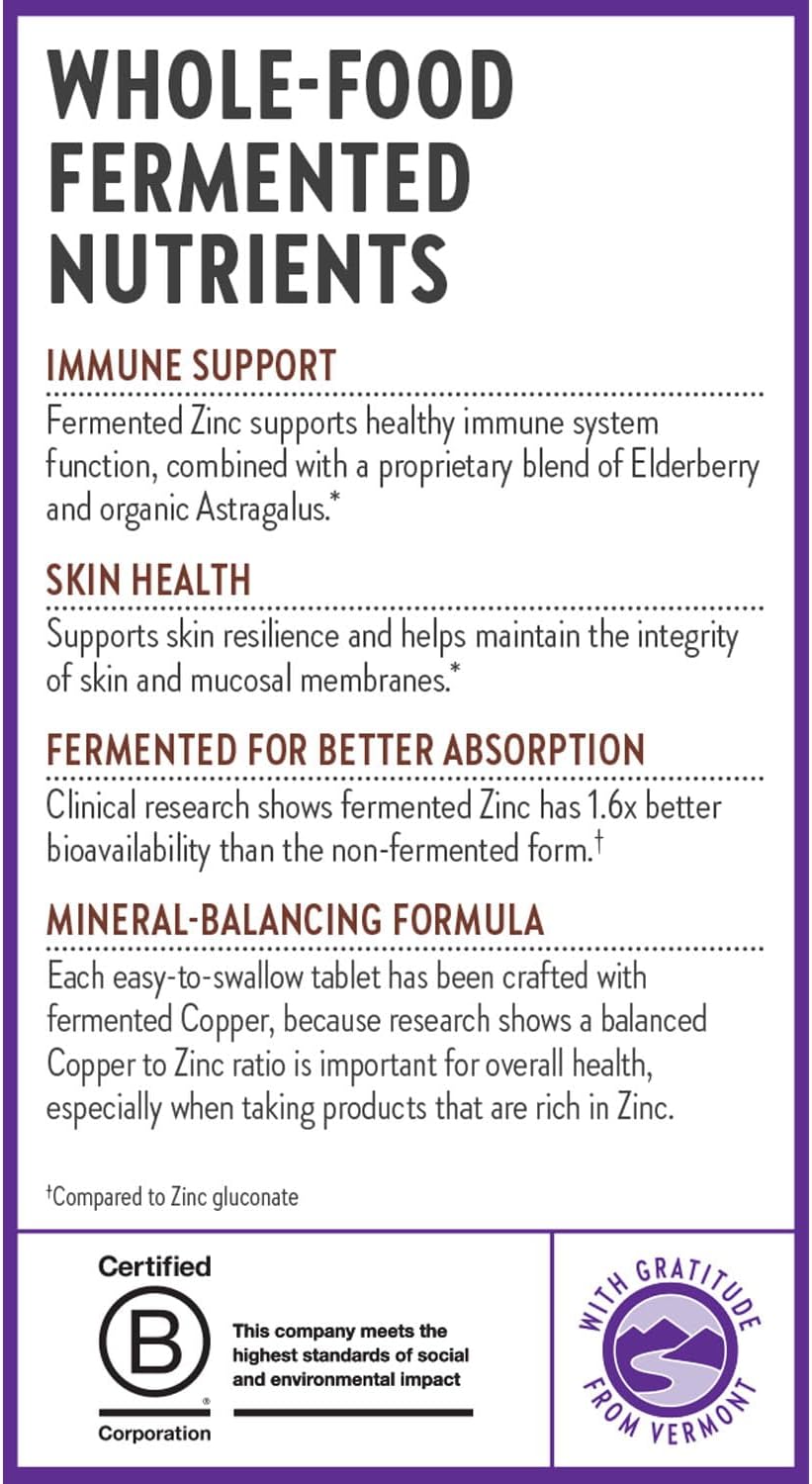 New Chapter Fermented Zinc Complex Food Supplement - One Daily for Immune Support and Skin Health with Copper - 60 Tablets - görsel 9