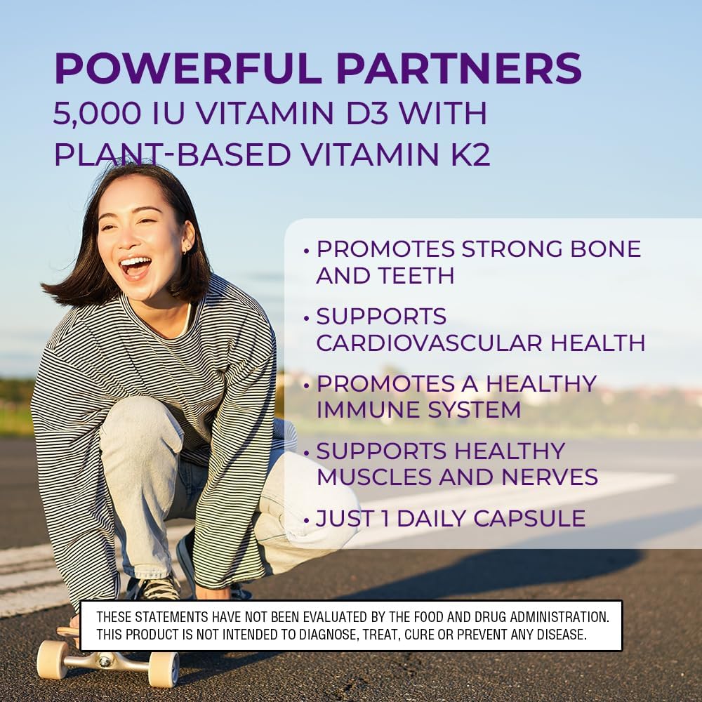 Body Kitchen Vegan Vitamin D3 + K2 MK-7 Supplement, 5000 IU D3 & 180 mcg K2 MK-7, Non-GMO, 60 Veggie Caps - görsel 7