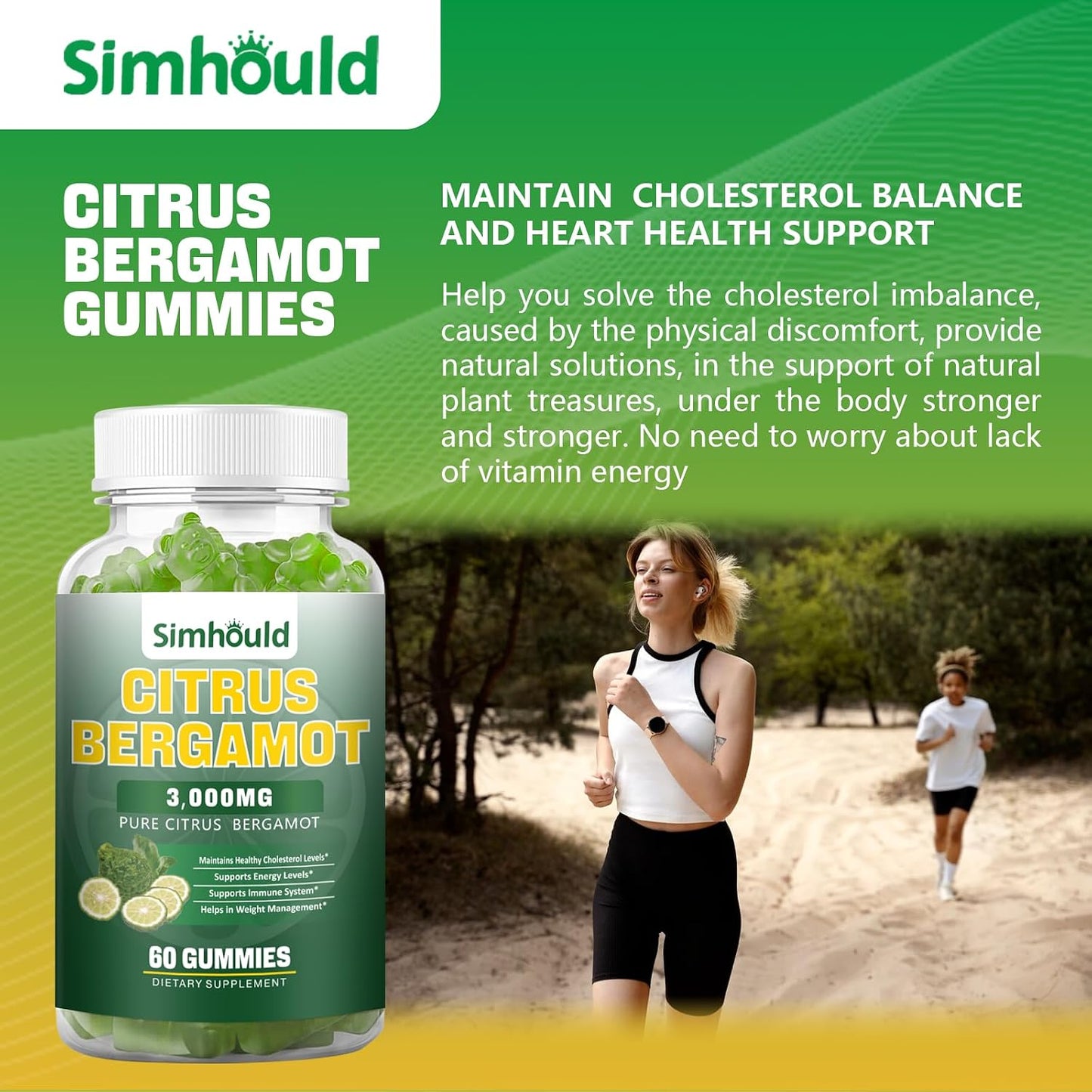 Citrus Bergamot Gummies 3000mg – Heart & Immune Support Supplement, Vegan, Lime Flavour (60 Counts) - görsel 4