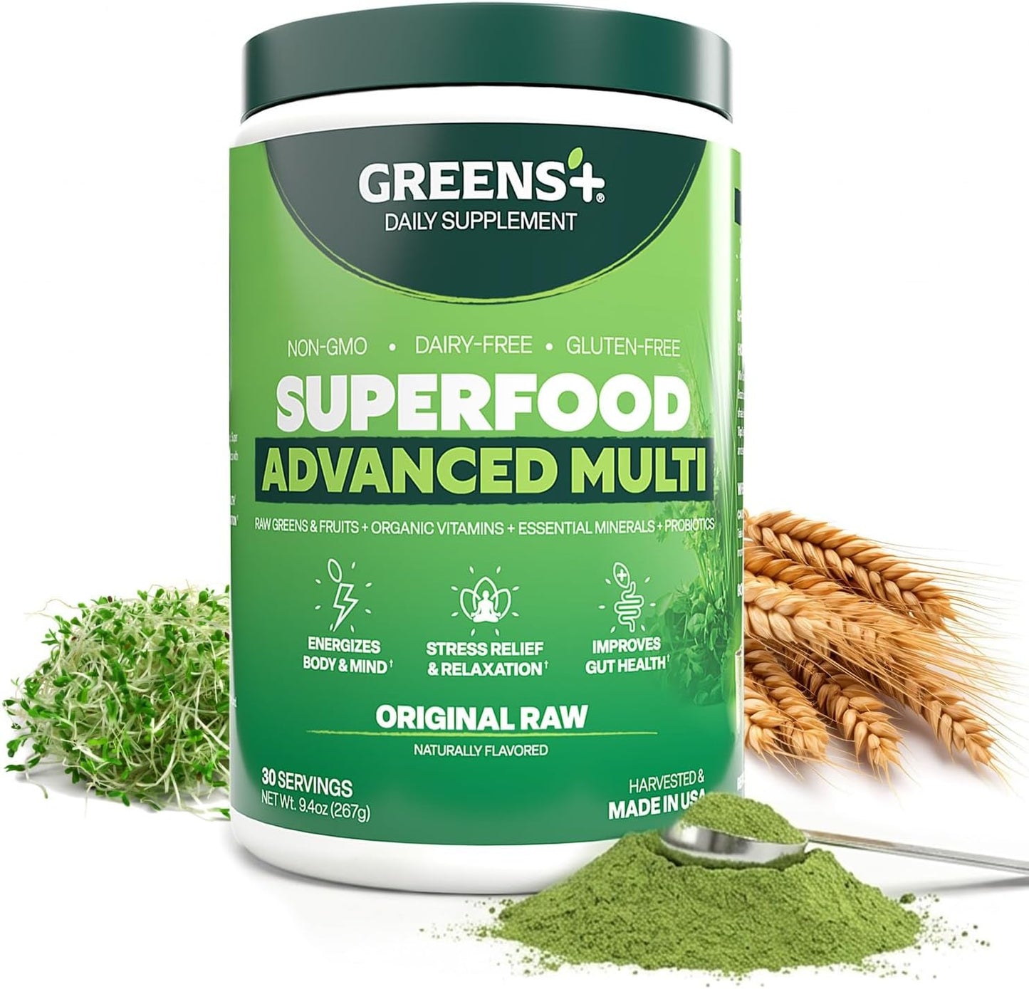 Greens+ Advanced Multi Raw Superfood Powder – Vegan Superfood Greens Supplement - görsel 1