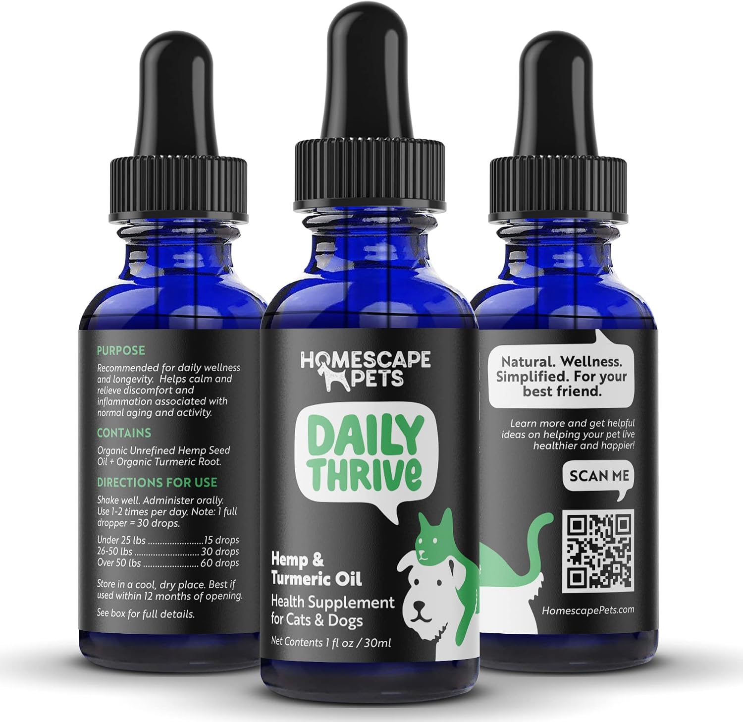 Homescape Pets Daily Thrive Hemp Oil & Turmeric for Cats and Dogs - görsel 7