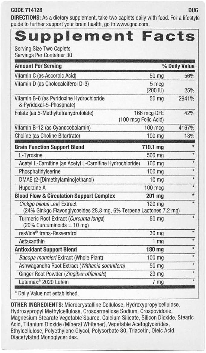 GNC Preventive Nutrition Brain Health Formula, 60 Caplets - görsel 2