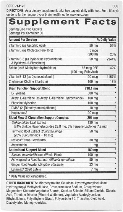 GNC Preventive Nutrition Brain Health Formula, 60 Caplets
