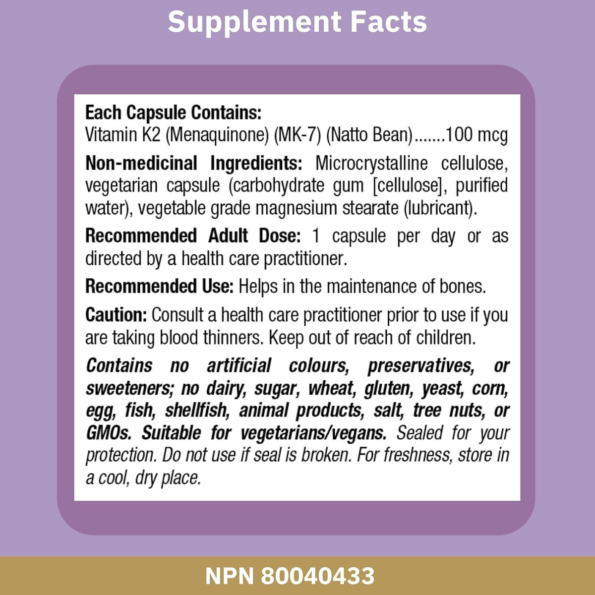Bioclinic Naturals - Vitamin K2 100 mcg - 90 Vegetarian Capsules - görsel 3