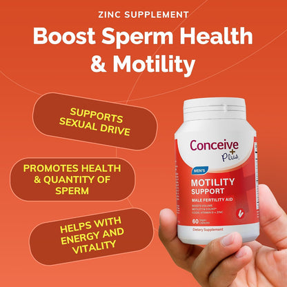 CONCEIVE PLUS Motility Support for Men | Spermidine Supplements with Vitamin D, E, Zinc, Antioxidants | Male Fertility Multivitamin, 60 Capsules