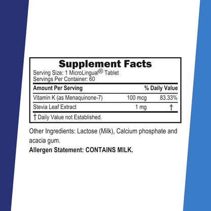 Superior Source Vitamin K2 MK-7 (Menaquinone-7) 100 mcg Sublingual Tablets - Bone and Heart Support - 60 Tablets