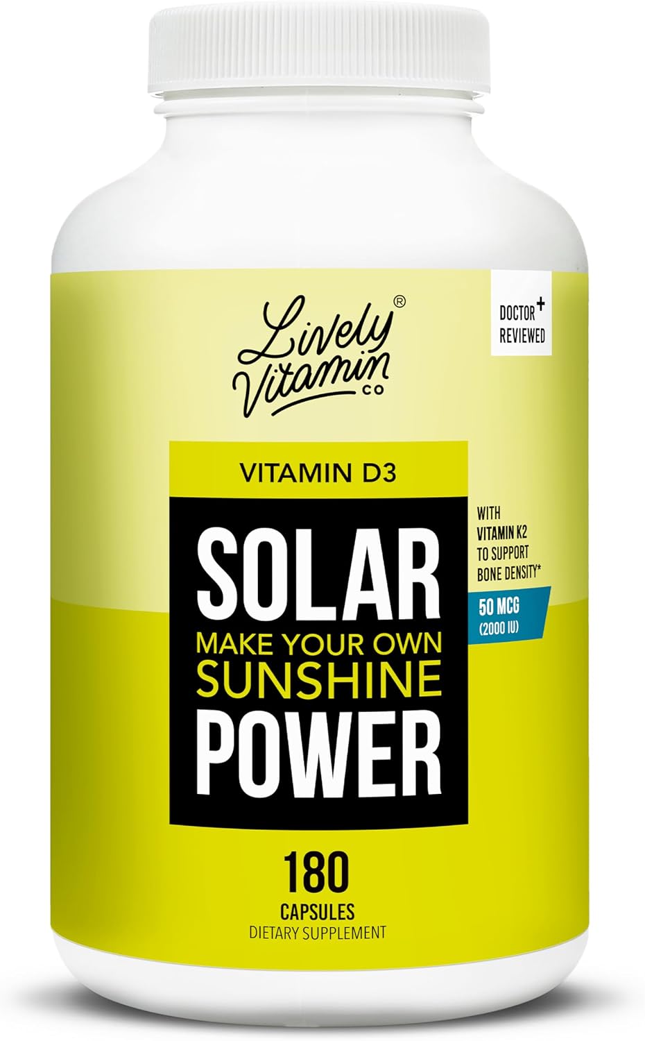 Lively Vitamin Co. Solar Power Vitamin D3 2000 IU with Vitamin K2 (MK-7), 60 Capsules - görsel 6
