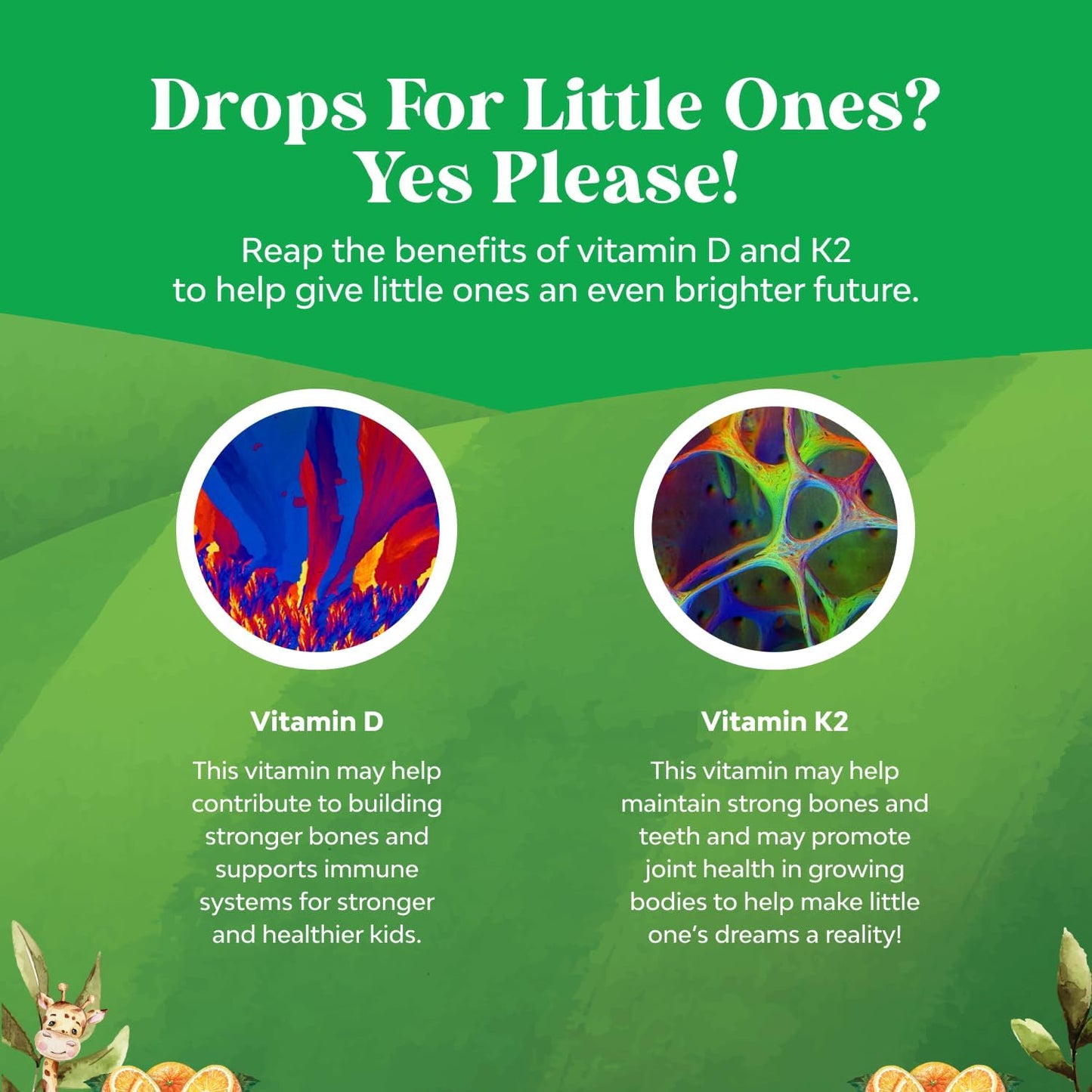 Natures Craft Kids Vitamin D3 K2 Drops - Organic Vitamin D for Kids for Strong Bones & Joints - Infants, Babies and Toddlers Immune Support Drops Liquid Supplement - 60 ml (Pack of 1) - görsel 4