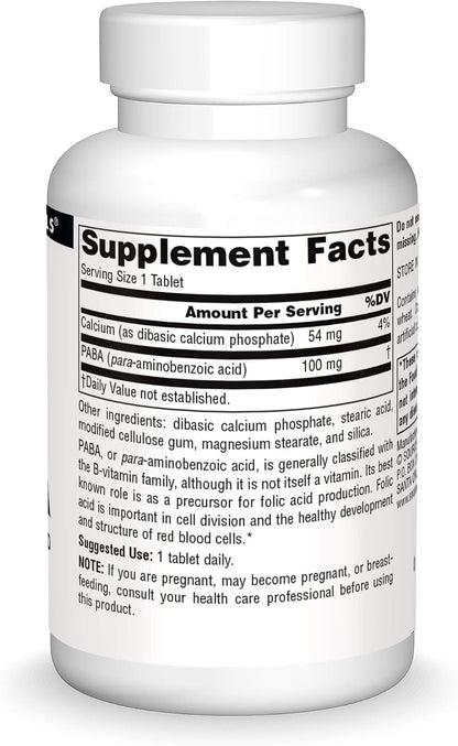 Source Naturals PABA, para-Aminobenzoic Acid, 100mg, 250 Tablets