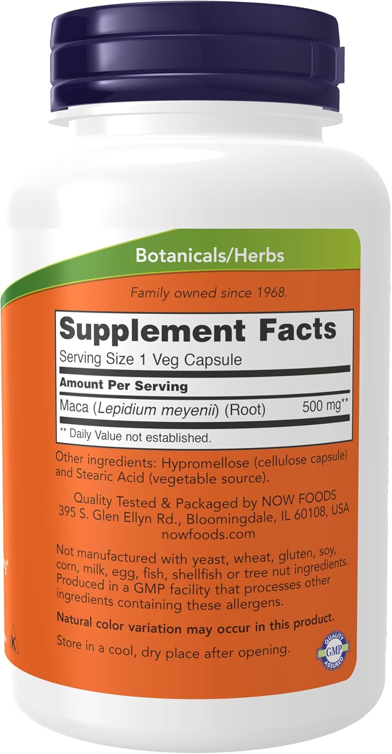 NOW Foods Supplements, Maca (Lepidium meyenii) 500 mg, For Men and Women, Reproductive Health, 250 Veg Capsules - görsel 2