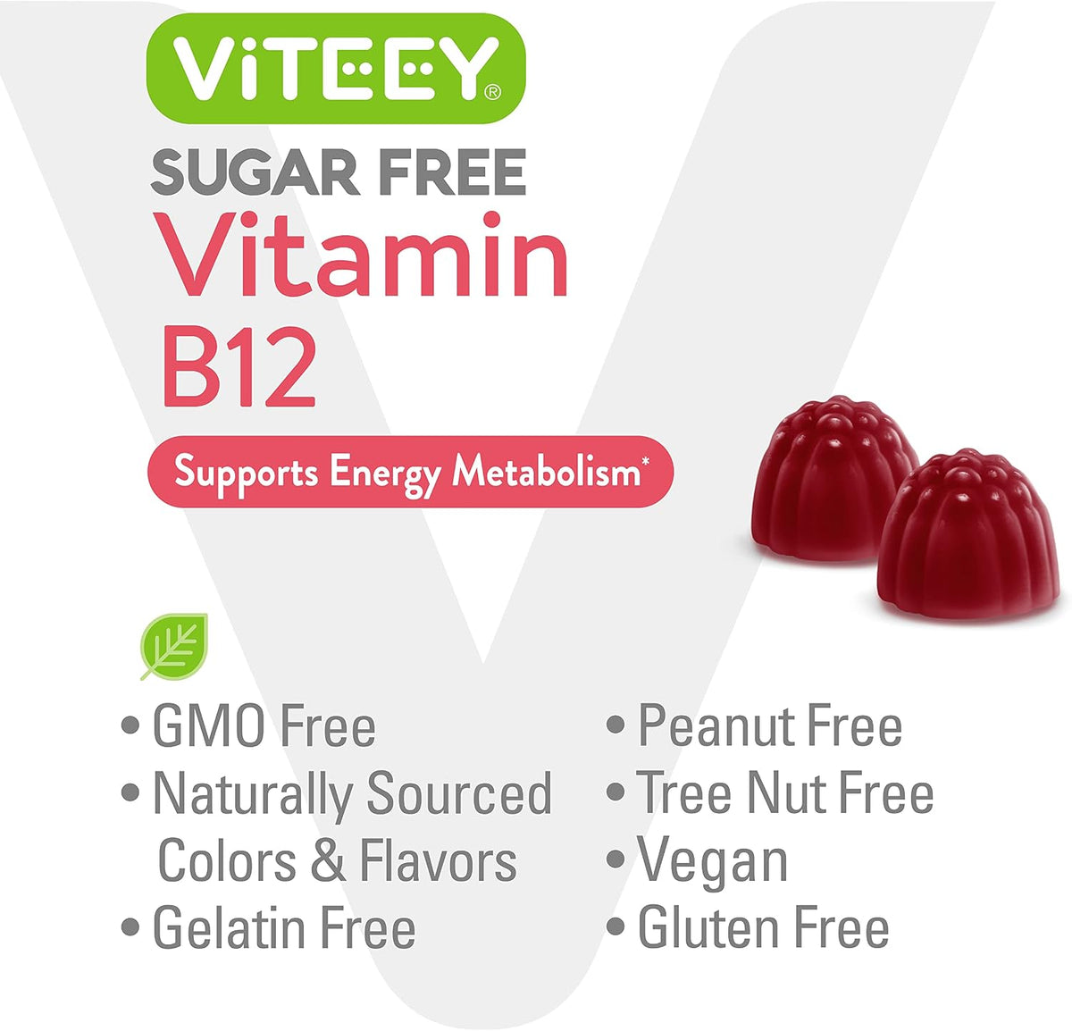 Viteey Vitamin B12 Gummies for Adults & Teens 1000mcg, Sugar Free - görsel 5