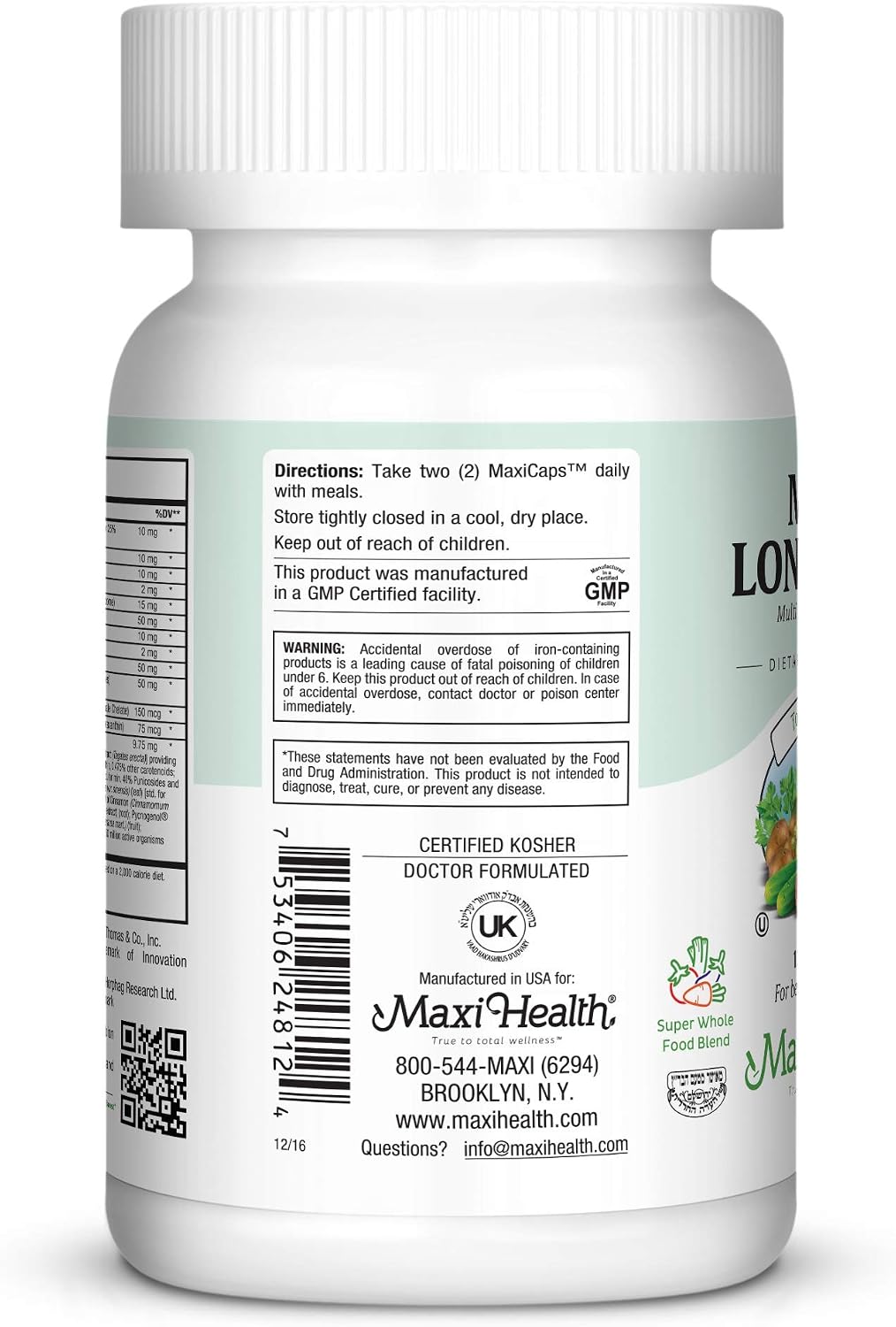 Maxi Health Multivitamin 50 Plus - Daily Multivitamin for Women Over 50 with Vitamin B12, D, Zinc, Magnesium & More - Energy, Immune & Heart Support - Non-GMO (120 Tablets) - görsel 4