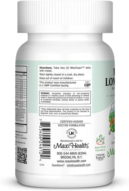 Maxi Health Multivitamin 50 Plus - Daily Multivitamin for Women Over 50 with Vitamin B12, D, Zinc, Magnesium & More - Energy, Immune & Heart Support - Non-GMO (120 Tablets)