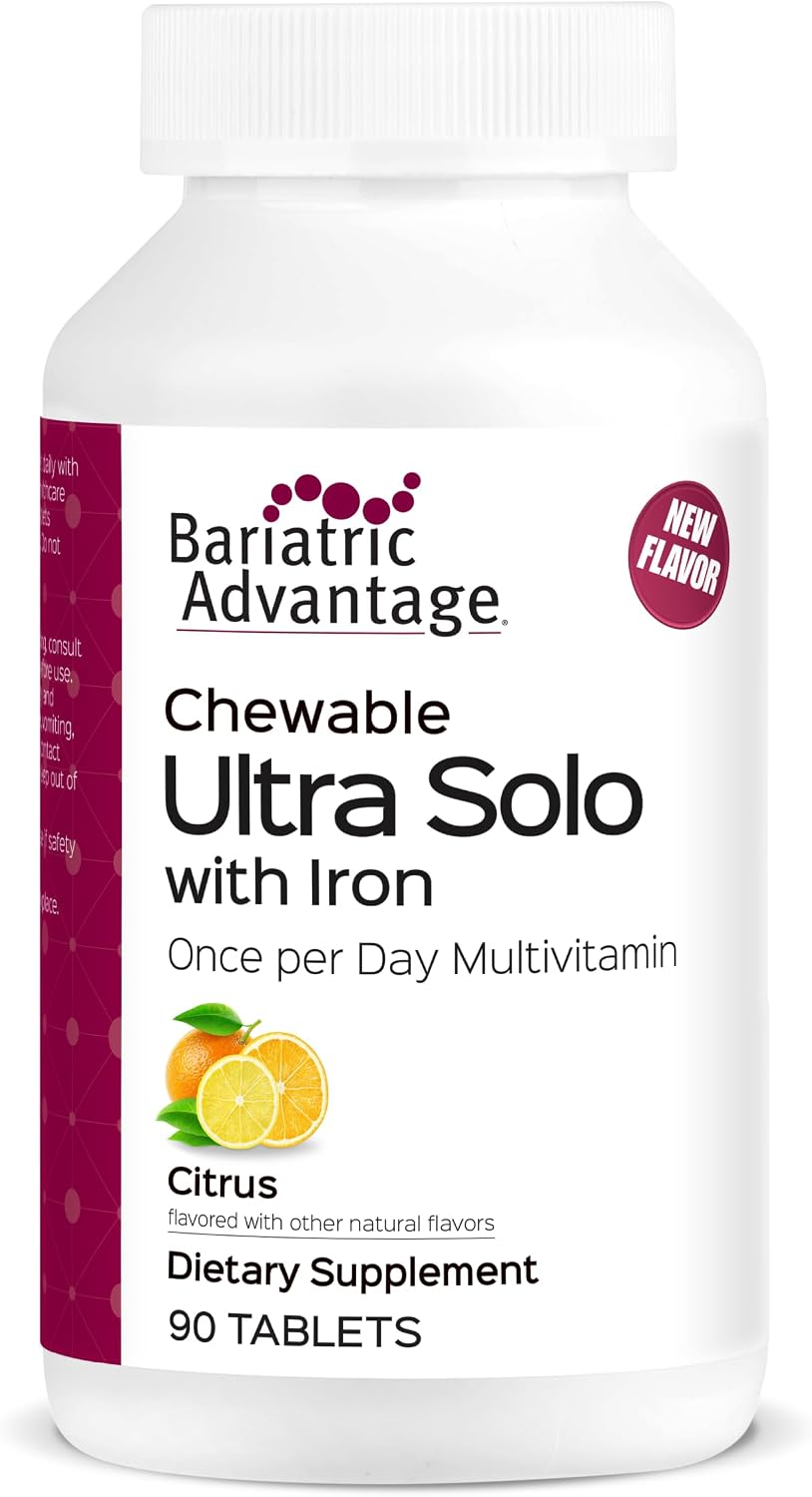Bariatric Advantage Chewable Ultra Solo with Iron - Daily Multivitamin for Bariatric Patients - Citrus - 90 Tablets - görsel 1