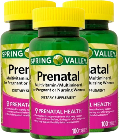 Unique Bundle Prenatal Multivitamin with Folic Acid and DHA - 100 Tablets (Pack of 3) + Pill Organiser