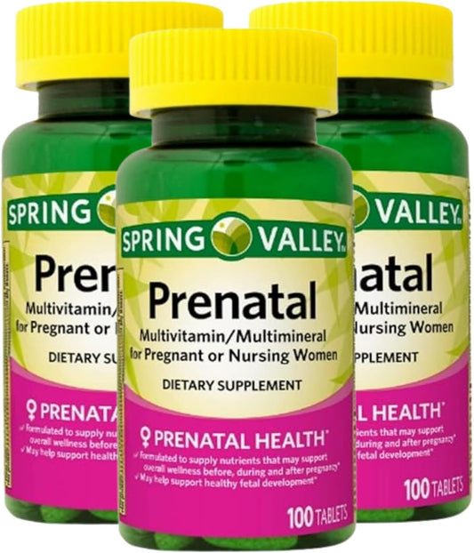 Unique Bundle Prenatal Multivitamin with Folic Acid and DHA - 100 Tablets (Pack of 3) + Pill Organiser
