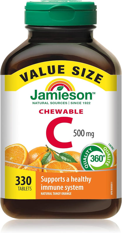 Jamieson Chewable Vitamin C 500mg, 330 Tablets, Tangy Orange