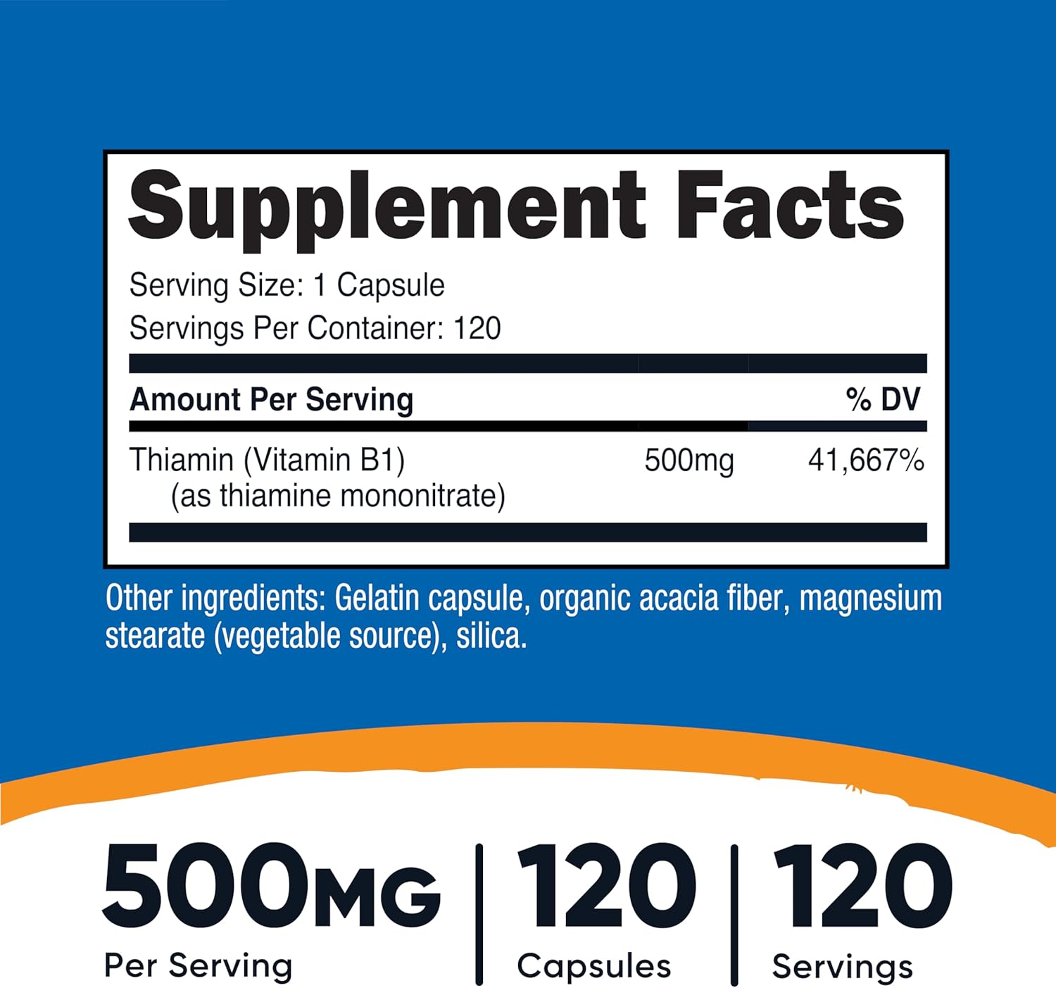 Nutricost Vitamin B1 (Thiamine) 500mg, 120 Capsules - görsel 2