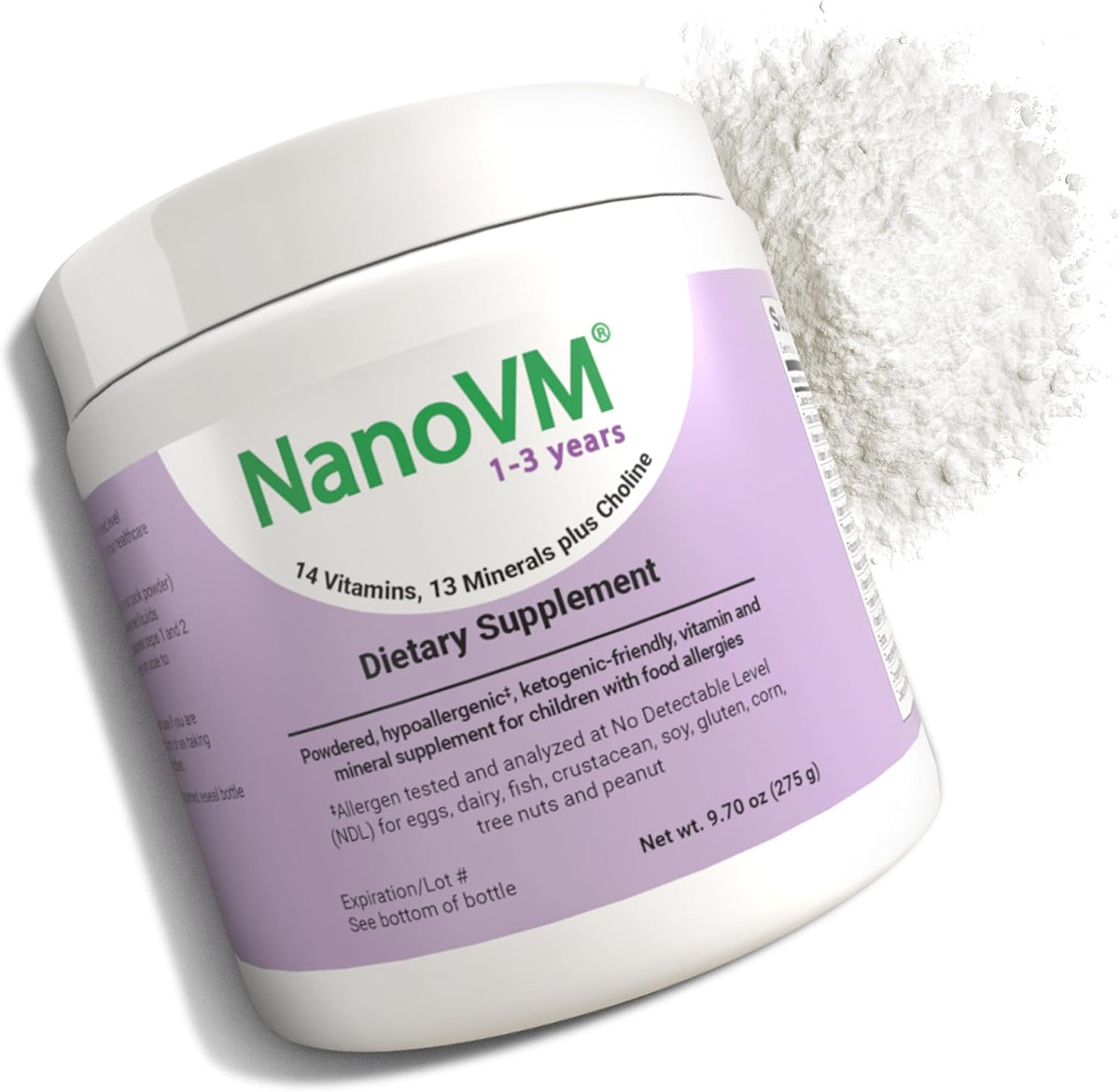 NanoVM 1-3 Years Allergen-Free Multivitamin Powder, Unflavoured, 275g - görsel 1