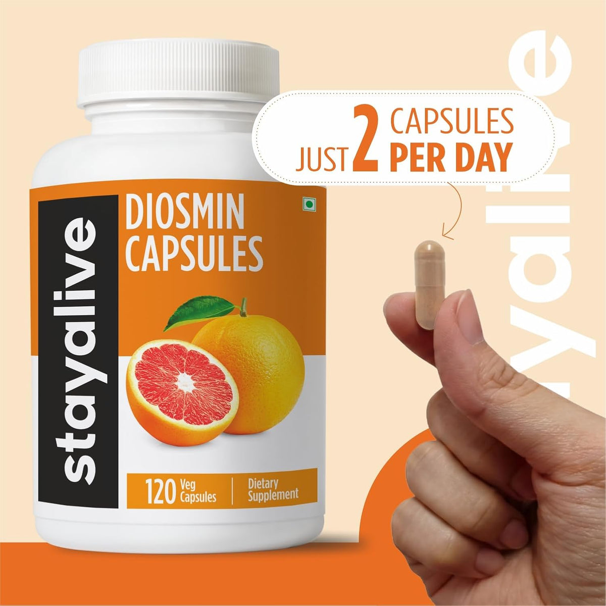STAY ALIVE Pure Diosmin Complex 1000mg, 120 Capsules - görsel 7