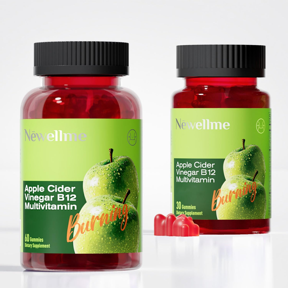 NEWELLME Apple Cider Vinegar Gummies B12 Multivitamin - ACV Supplement Gummy Vitamins, Energy & Support | Vegan, Non-GMO & Gluten-free (30 Count) - görsel 8