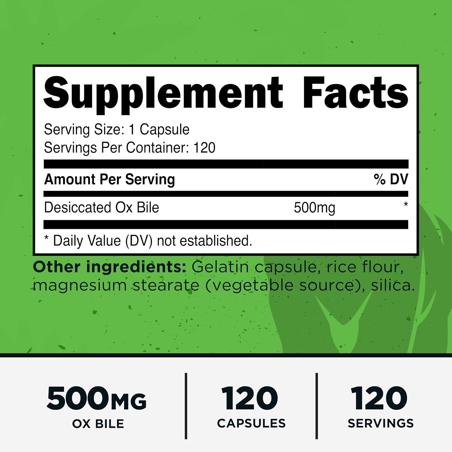 Primal Ox Bile (120 Capsules, 500 mg per Serving) - Gluten-Free, Non-GM, Independently Tested - görsel 2