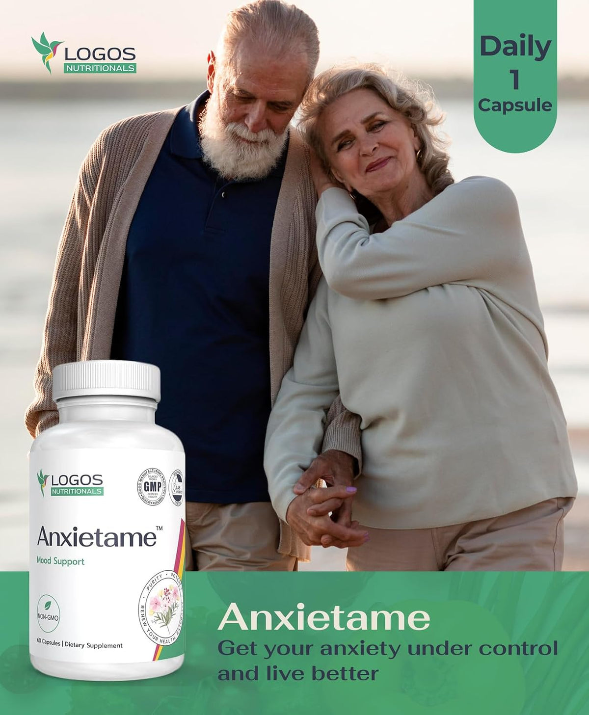 Logos Nutritionals Anxietame - 60 Capsules, L-Theanine Supplement for Mood and Sleep Support - görsel 5