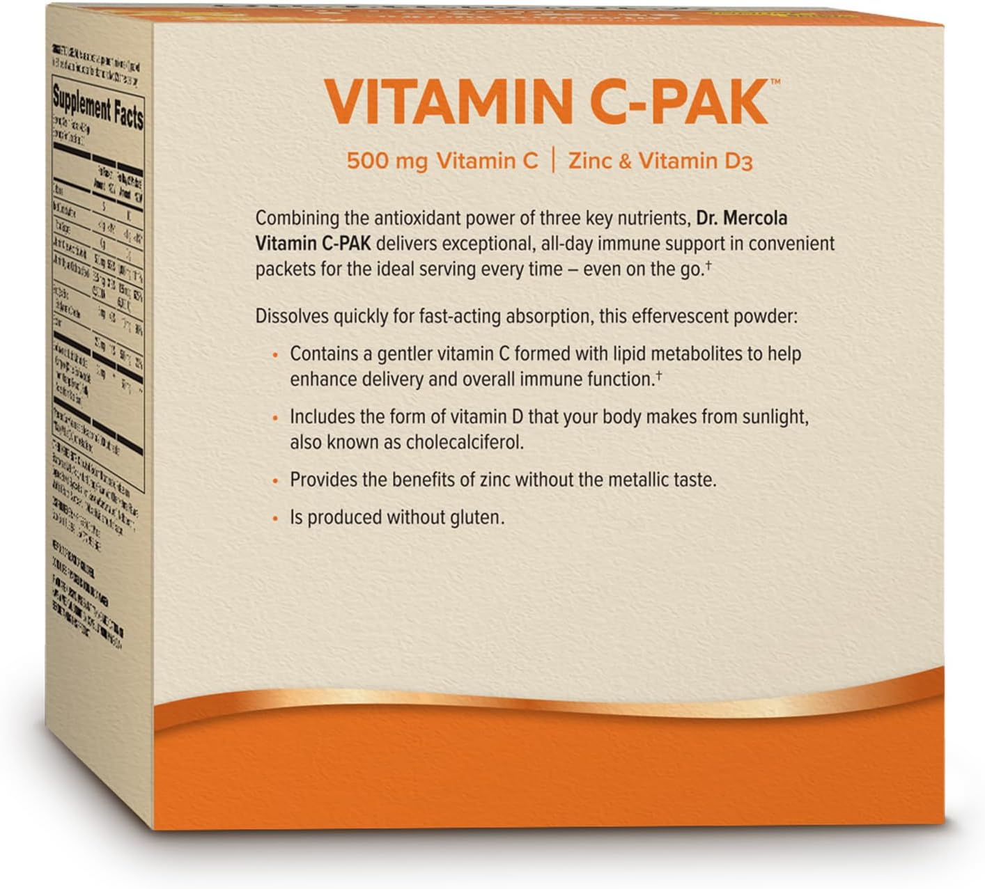 Dr. Mercola Vitamin C-PAK - Daily Immune Support - Contains Vitamin C, Vitamin D3, and Zinc - Fast-Acting Antioxidant Powder - Fizzy Drink Mix - 30 Packets - görsel 2