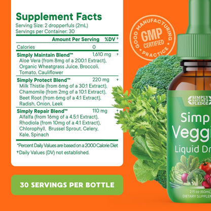 Simply Nature's Pledge Fruit and Vegetable Supplement - Liquid Drops - Whole Food Superfoods
