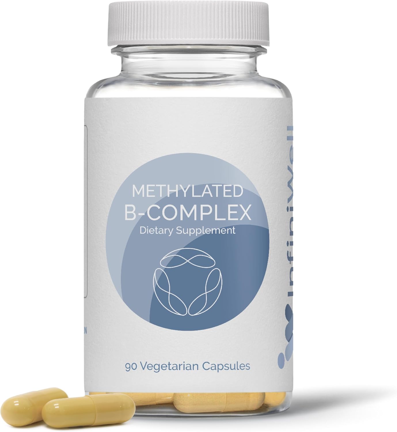 InfiniWell Methylated B Complex - High-Potency Active B Vitamins with 5-MTHF, Methylcobalamin & Pyridoxal-5-Phosphate - 90 Capsules - görsel 1
