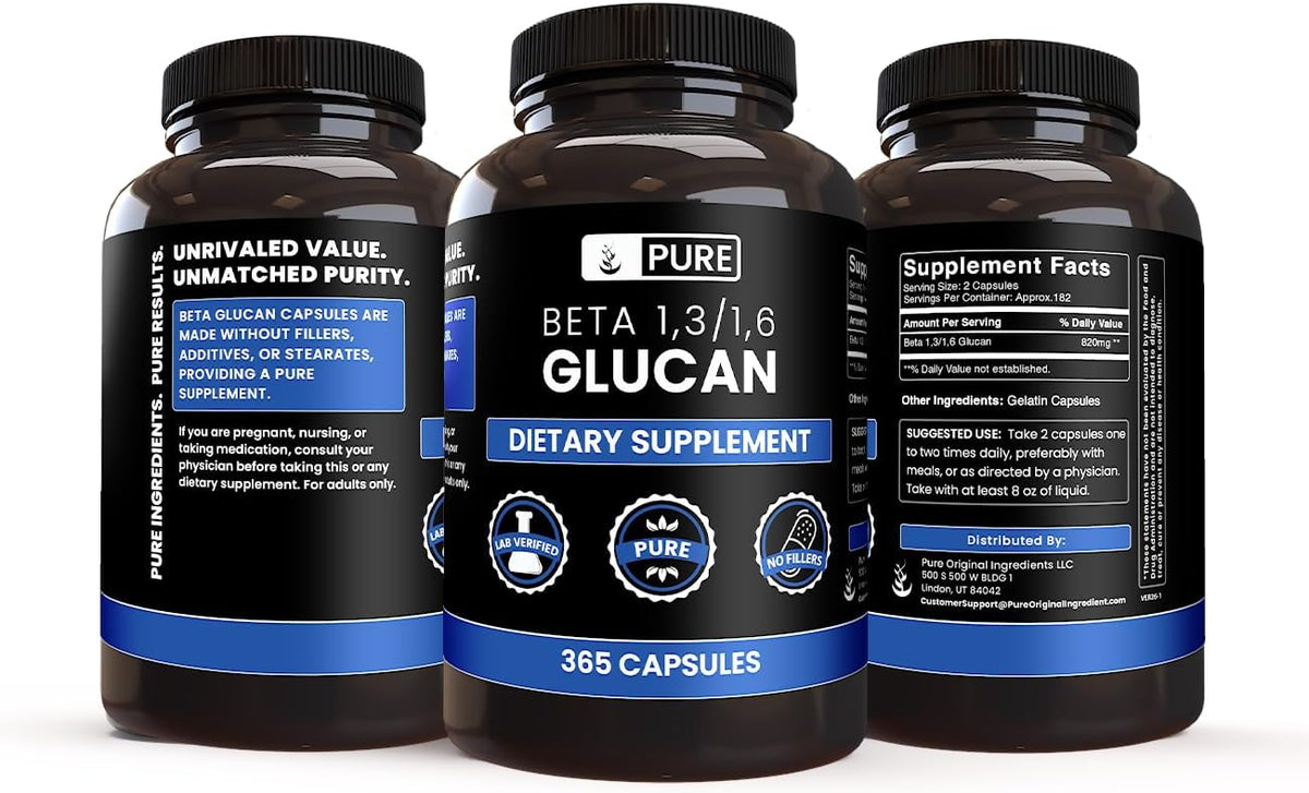 PURE ORIGINAL INGREDIENTS Beta Glucan 1,3/1,6 (365 Capsules) – No Fillers, Laboratory Verified - görsel 4