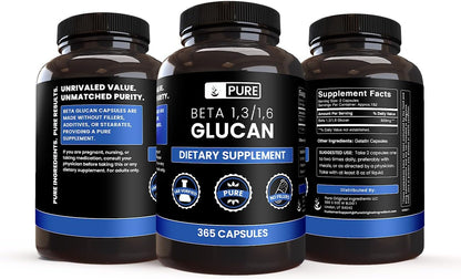 PURE ORIGINAL INGREDIENTS Beta Glucan 1,3/1,6 (365 Capsules) – No Fillers, Laboratory Verified