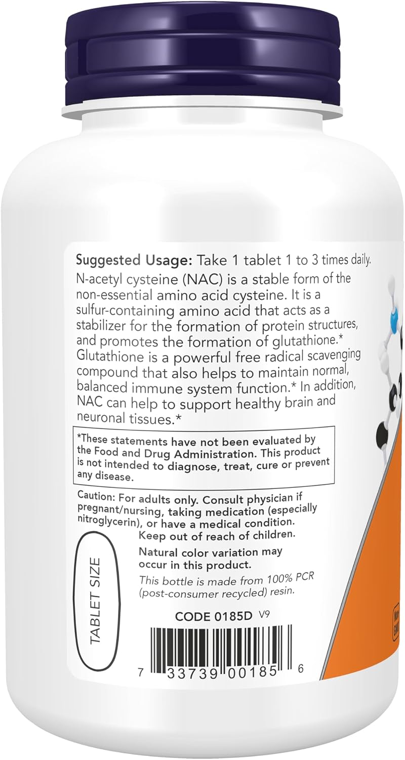 NOW Foods NAC (N-Acetyl-Cysteine) 1,000 mg, 120 Tablets - görsel 3