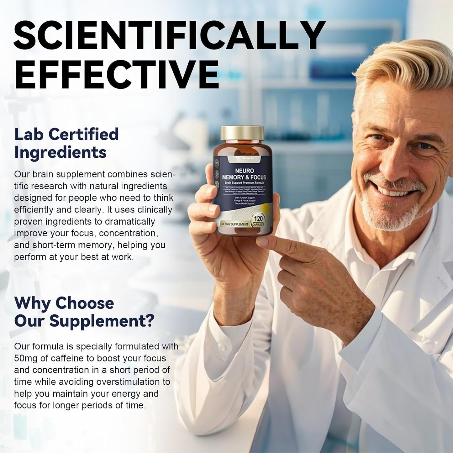 25 in 1 Brain Supplements for Memory and Focus - Nootropic Cognitive Support with L-Tyrosine, Bacopa Monnieri, Ginkgo Biloba, Alpha GPC - Non-GMO, Gluten-free - görsel 6