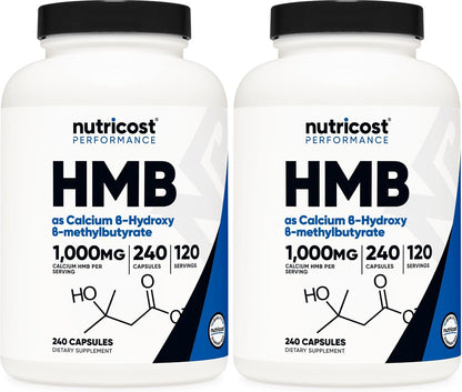 Nutricost HMB (Beta-Hydroxy Beta-Methylbutyrate) 1000mg – 240 Capsules