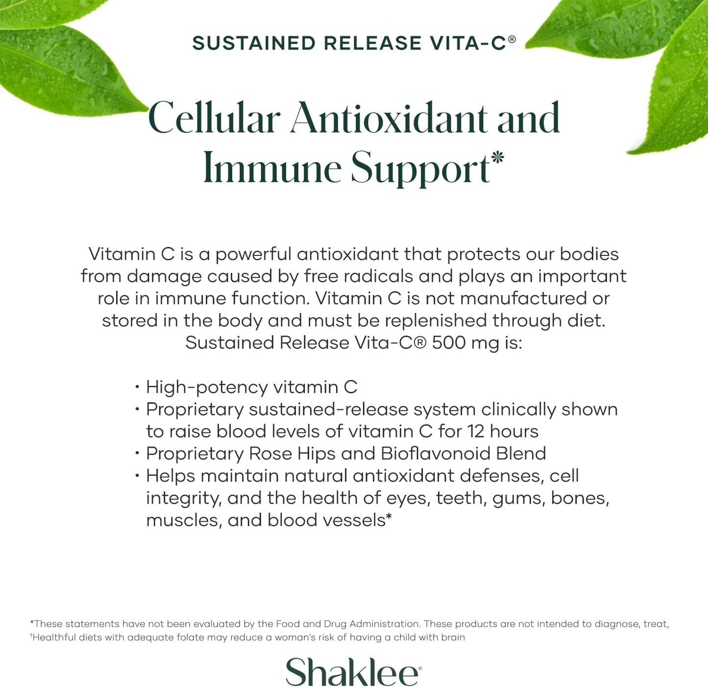 Shaklee Sustained Release Vita-C 500mg - High-Potency Vitamin C with Rose Hips and Bioflavonoids - 180 Tablets - görsel 4