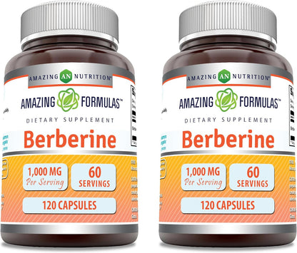 Amazing Formulae Berberine 1000mg per Serving, 120 Capsules - Non-GMO, Gluten-free Supplement
