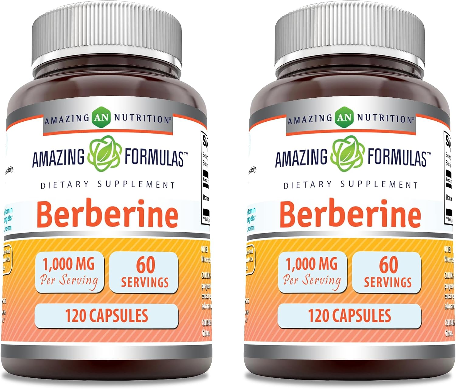 Amazing Formulae Berberine 1000mg (2 Capsules Per Serving) Supplement, 120 Capsules (2-Pack) – Non-GMO, Gluten-free - görsel 1