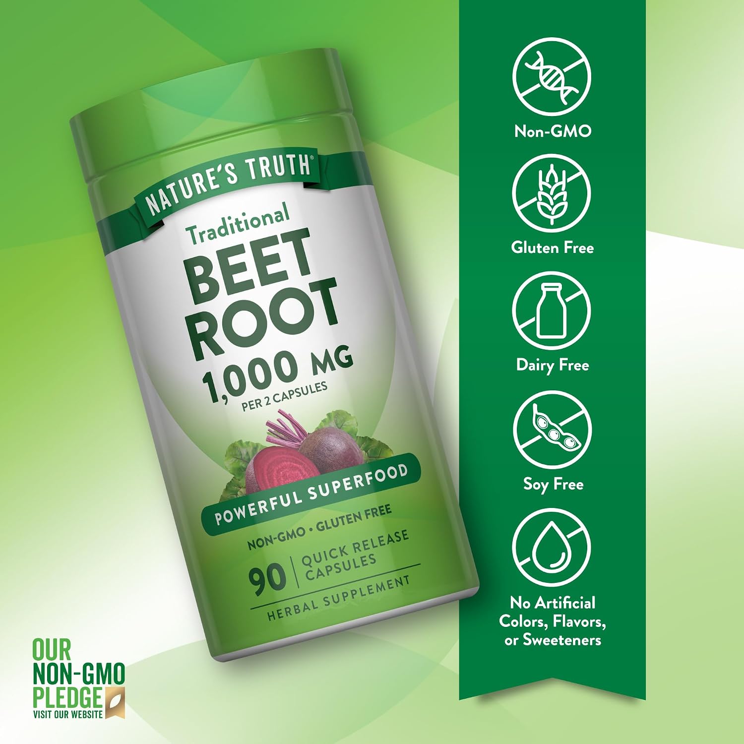 Nature's Truth Beet Root Capsules, 1000mg, 90 Capsules - görsel 3