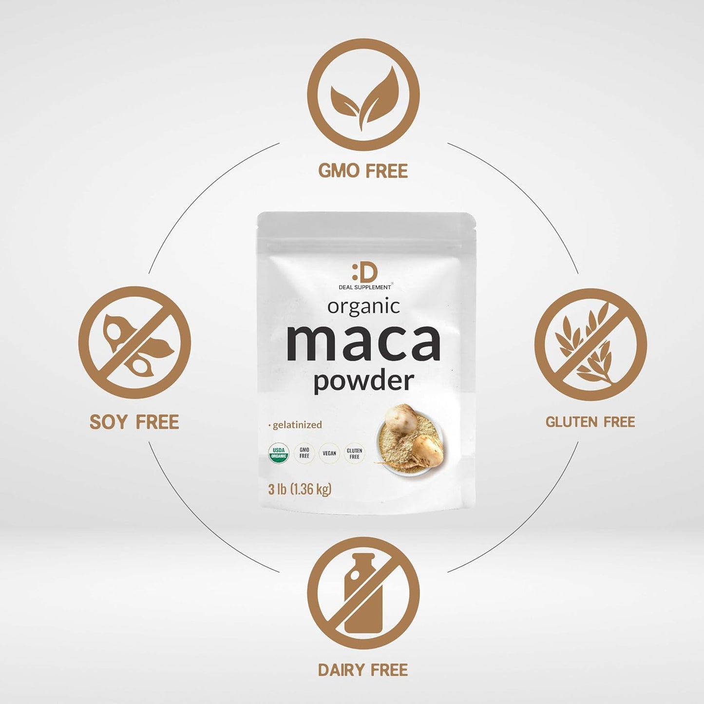Organic Peruvian Maca Root Powder, 1.36 kg (3 lbs) – Easily Digested Gelatinised Form – Herbal Superfood Supplement for Men & Women – Supports Energy & Vitality – Non-GMO - görsel 3