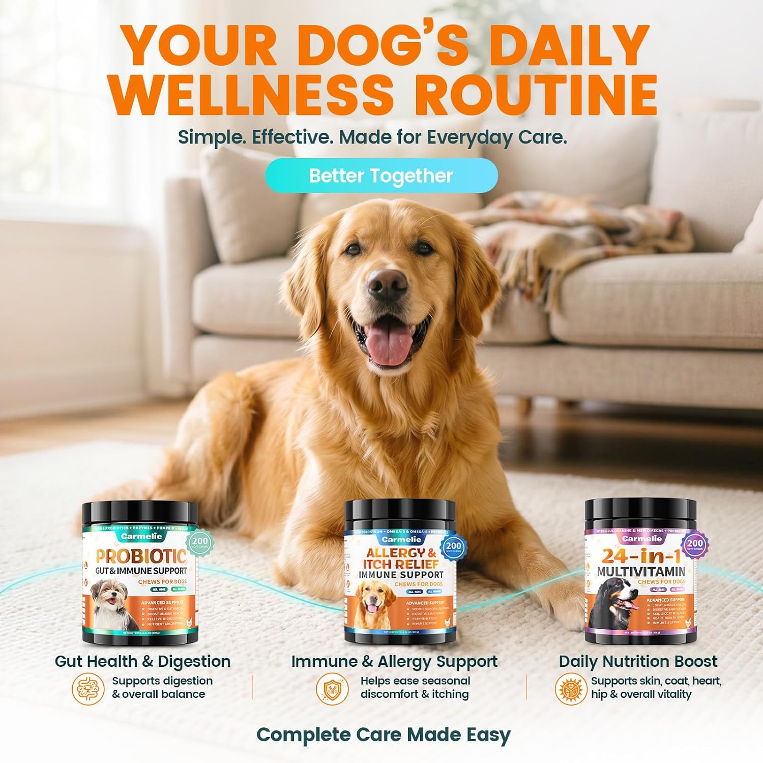 Probiotics for Dogs, Chicken Flavour (200 Chews) – Supports Digestive Health, Skin & Immunity - görsel 8