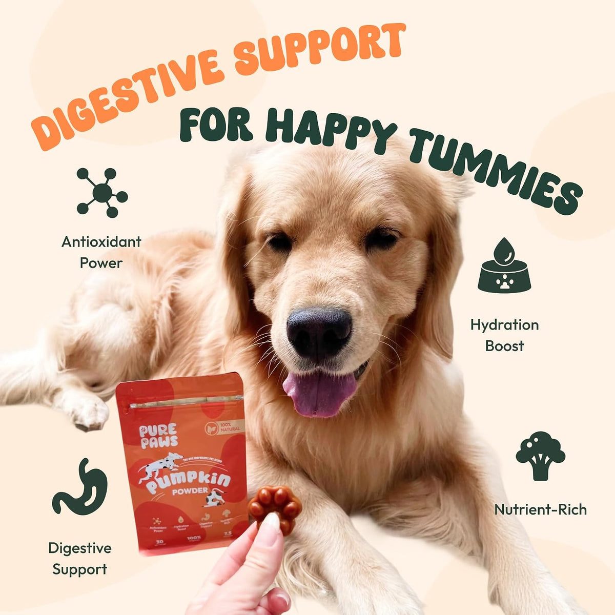 Pure Paws Organic Pumpkin Powder for Dogs, Puppies, Cats, and Kittens - 213g - görsel 6