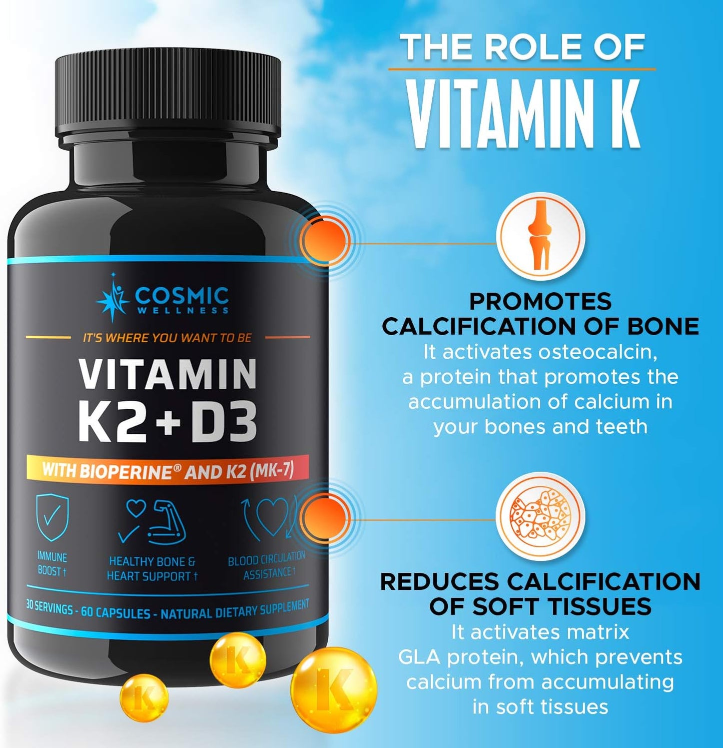 Vitamin D3 K2 MK-7 5000 IU Supplement with BioPerine – for Bone, Heart, and Immune Support - görsel 5