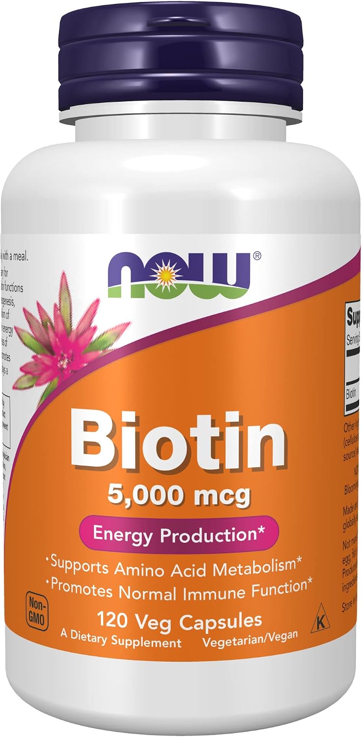 NOW Foods Biotin 5000 mcg Capsules, 120 Capsules - görsel 1