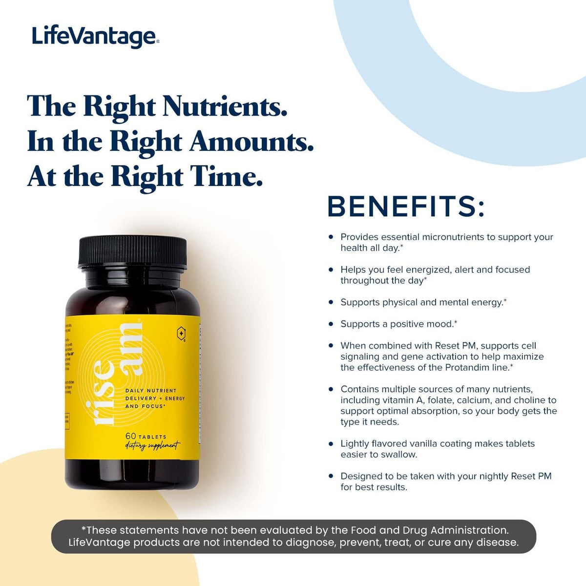 LifeVantage Rise AM - Advanced – Choline: Contributes to brain development, memory, and muscle control. – Image 4