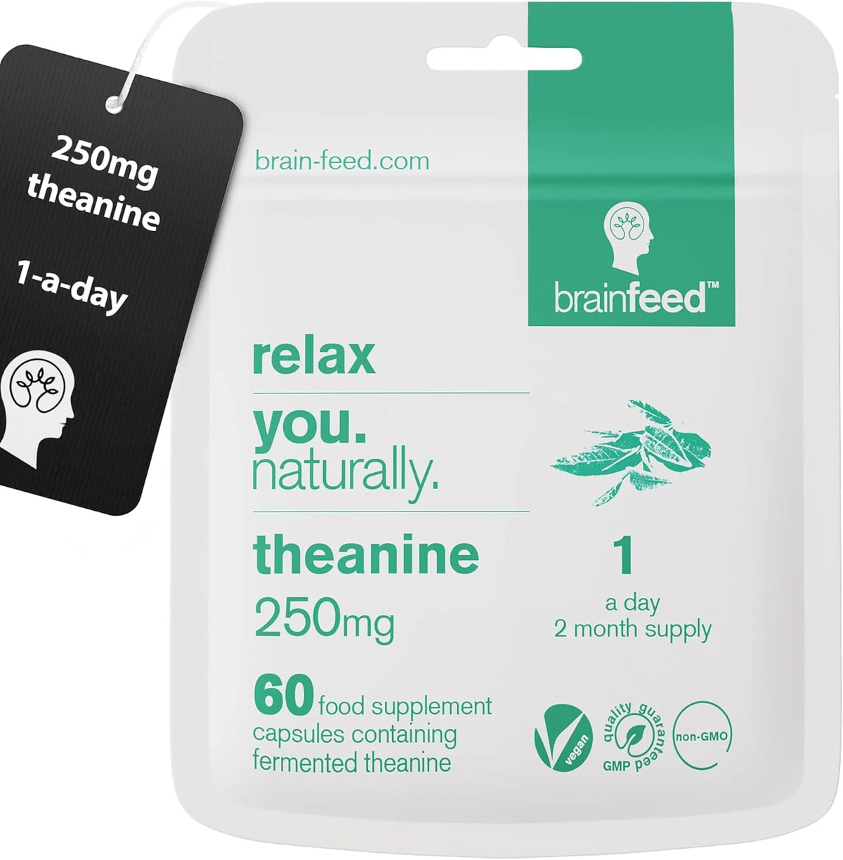 Pure L-Theanine 250mg Capsules – 60 Capsules – brain feed - görsel 1
