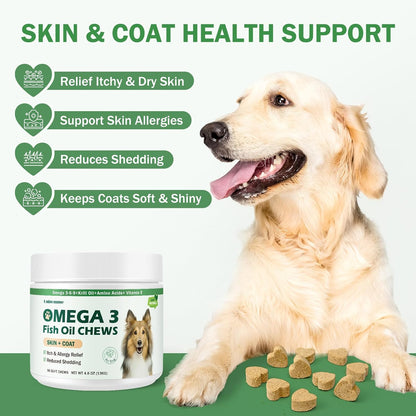 Dog Allergy Relief Chews - Omega-3 Fish Oil – Reduced Shedding: Stronger hair follicles mean less fur around the – Image 2