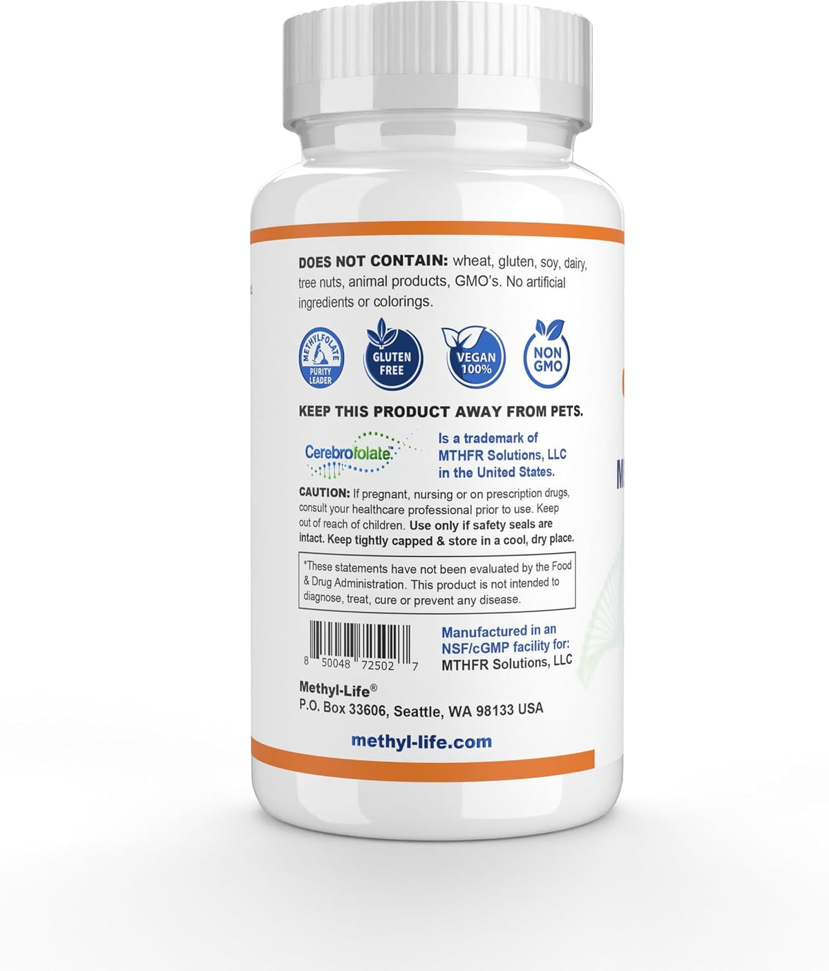 Methyl-Life® L-Methylfolate 5 mg - Chewable Active Folate Tablets with Cerebrofolate® (L-5-MTHF, Calcium) | Vegan, Non-GMO, Gluten-Free | 90 Chewable Tablets - görsel 4