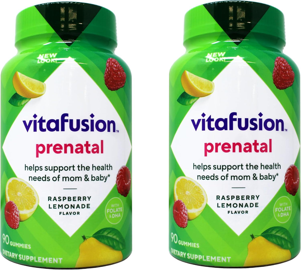 Vitafusion Prenatal Gummies with DHA & Folate, Natural Raspberry Lemonade, 90 Gummies (Pack of 2) - görsel 1