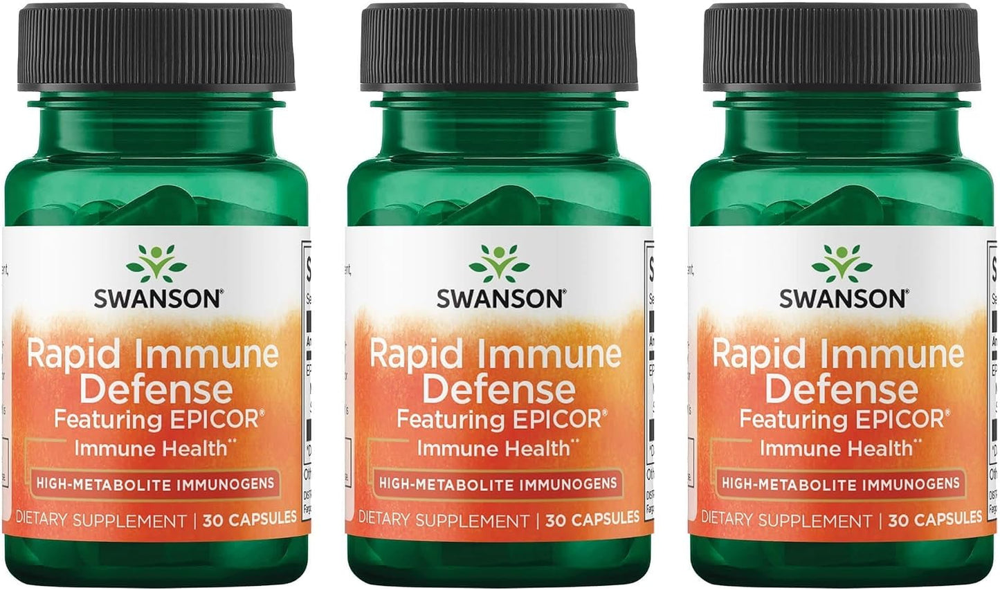 Swanson Rapid Immune Defence Featuring EpiCor 500 mg 30 Capsules (3 Pack) - görsel 1